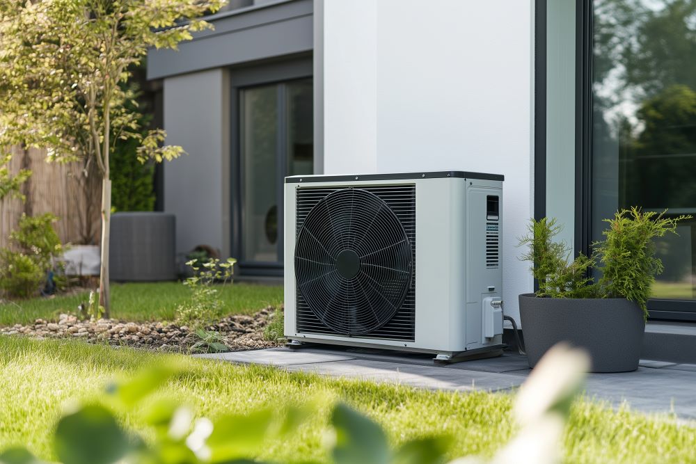 Outdoor heat pump unit grass